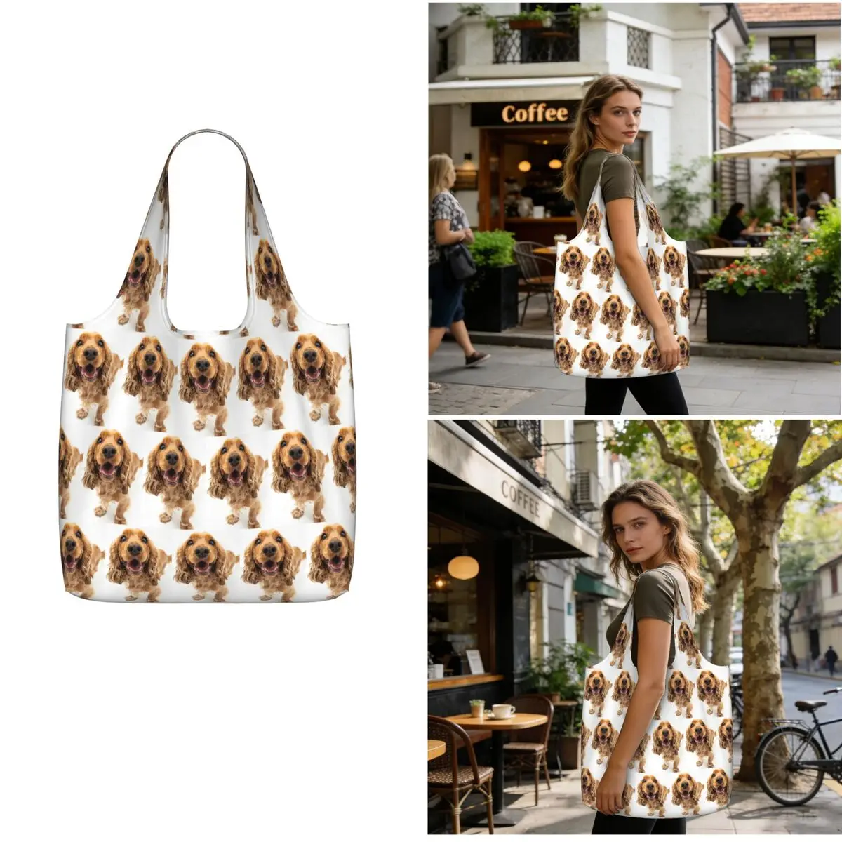 Tail Wagging Wisdom_ Nurturing Your Cocker Spaniel Spirit Shopping Tote Bag Canvas Shoulder Bags Shopper Grocery Handbag