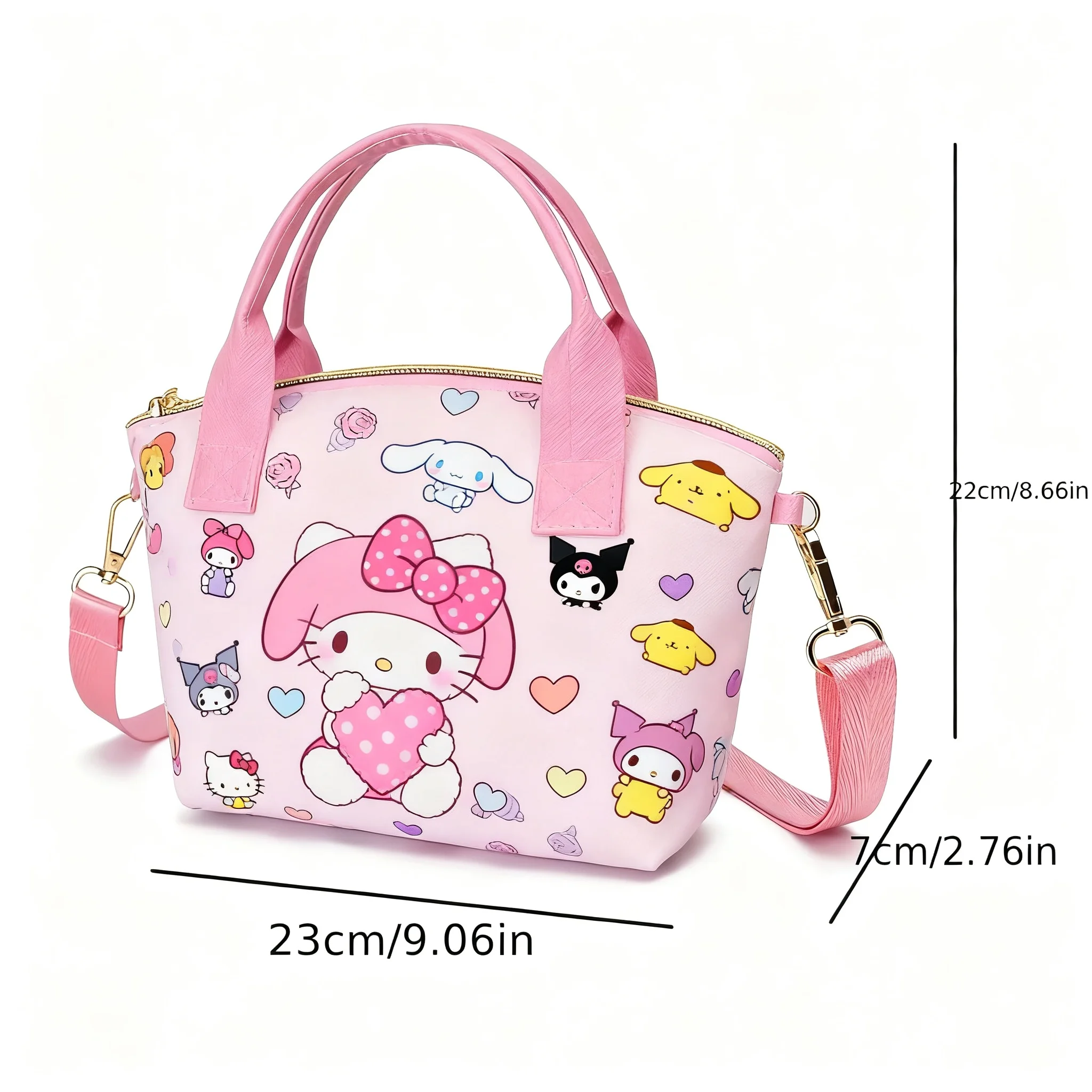 Sanrio Cinnamoroll Kuromi Hello Kitty Mymelody Prints Tote Handbag Shoulder Bag Lovely Versatile Stylish Adorable view 2