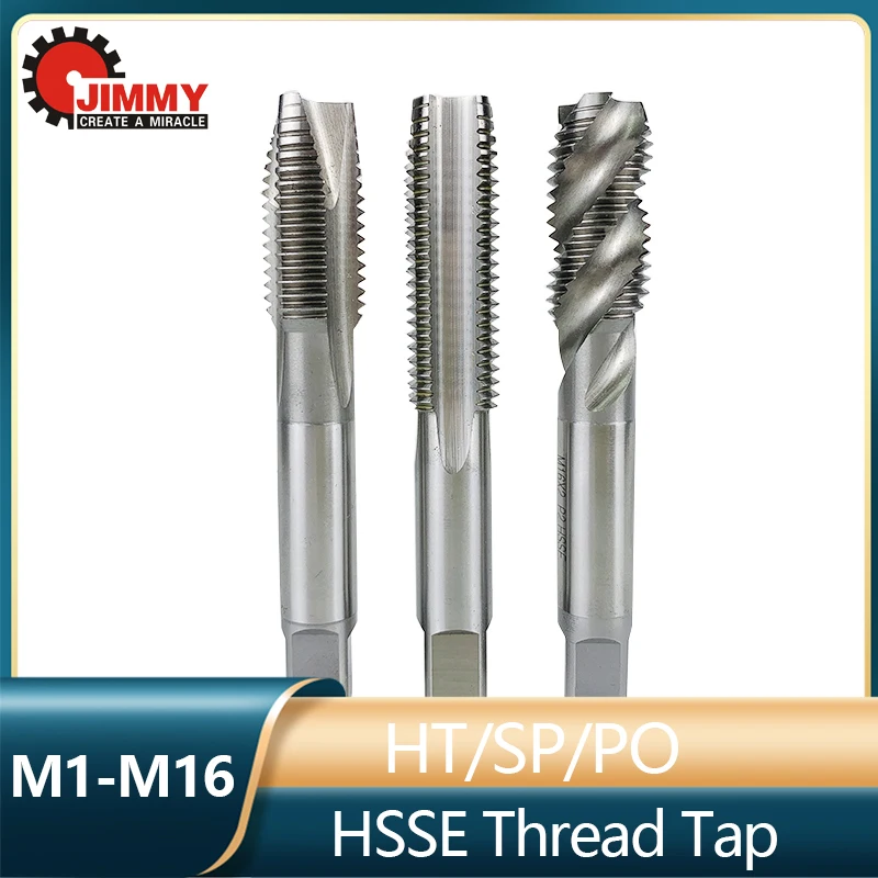 

JIMMY High Quality M1-M16 HSS-E Spiral Fluted Tap Drill Bit Machine Metric Plug Screw Thread Tap Hand Tap Metalworking Tools