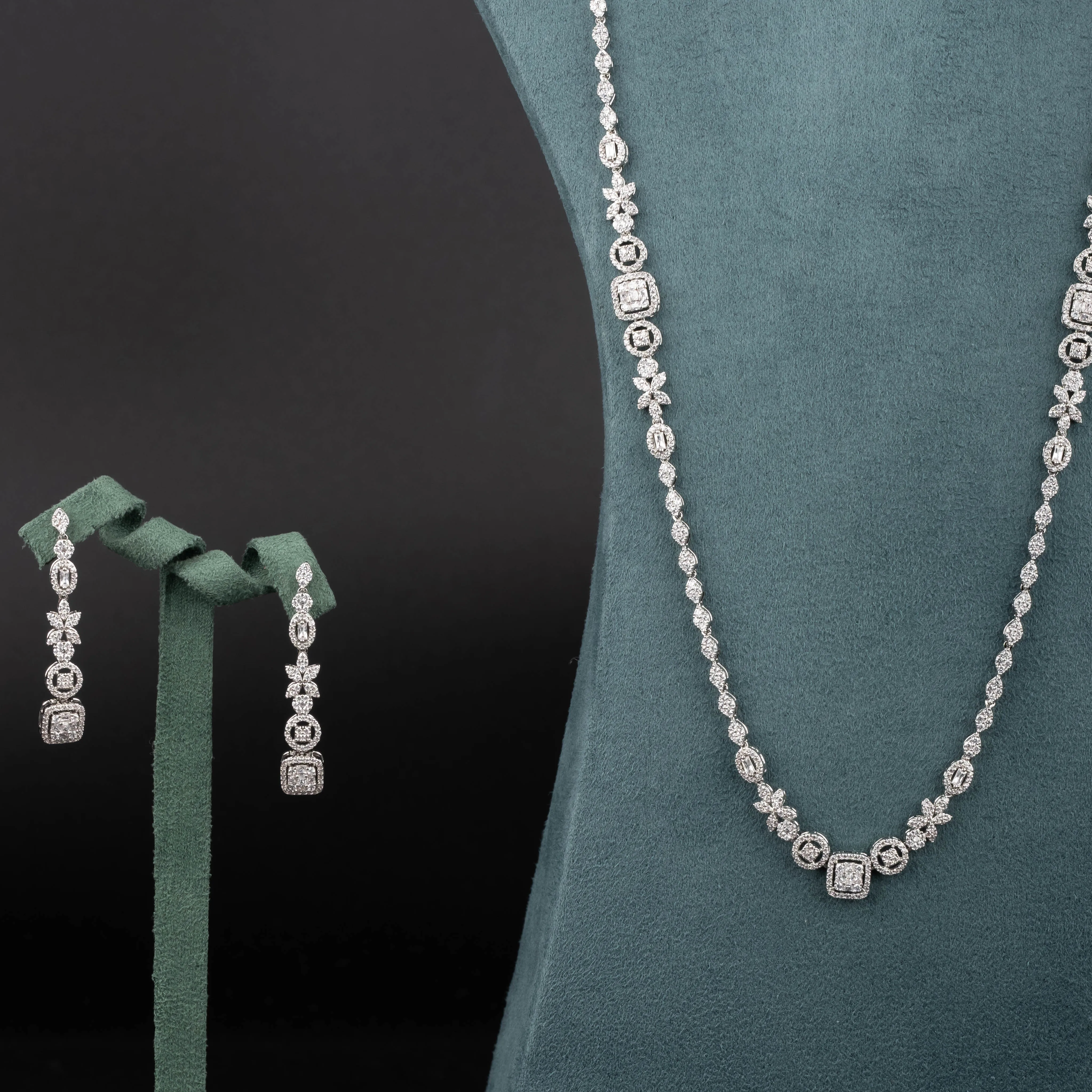 1 set of elegant and simple jewelry set with sparkling cubic zirconia pendants, suitable for women to wear at banquets and parties
