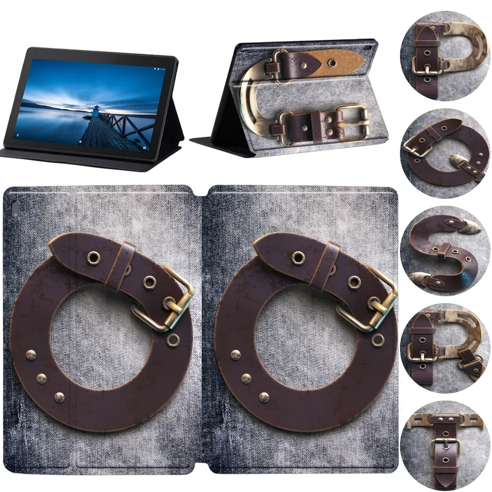 

PU Leather Tablet Case for Lenovo Tab M7/M10/M8 2nd Gen 10.1/M10/M10 FHD Plus/E10 10.1 Chain Letter Series Folding Protect Cover