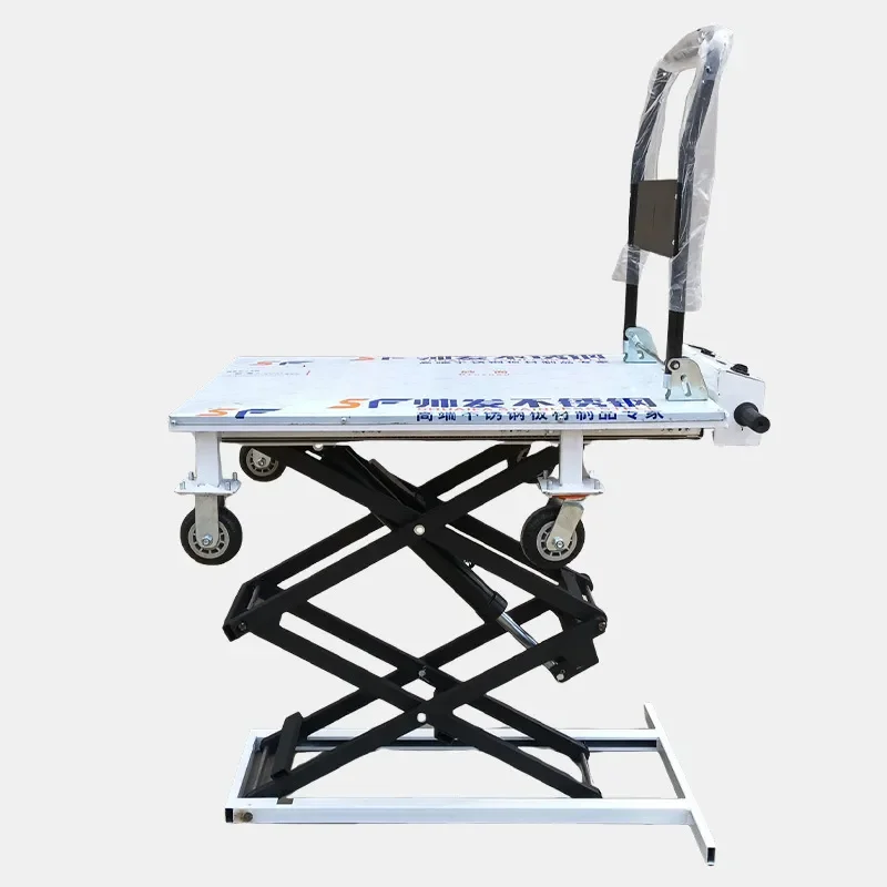 Ximu Lake Electric Hydraulic Lift Trolley Portable Scissor Fork Truck Mobile Flatbed Cart for Handling Goods Warehouse