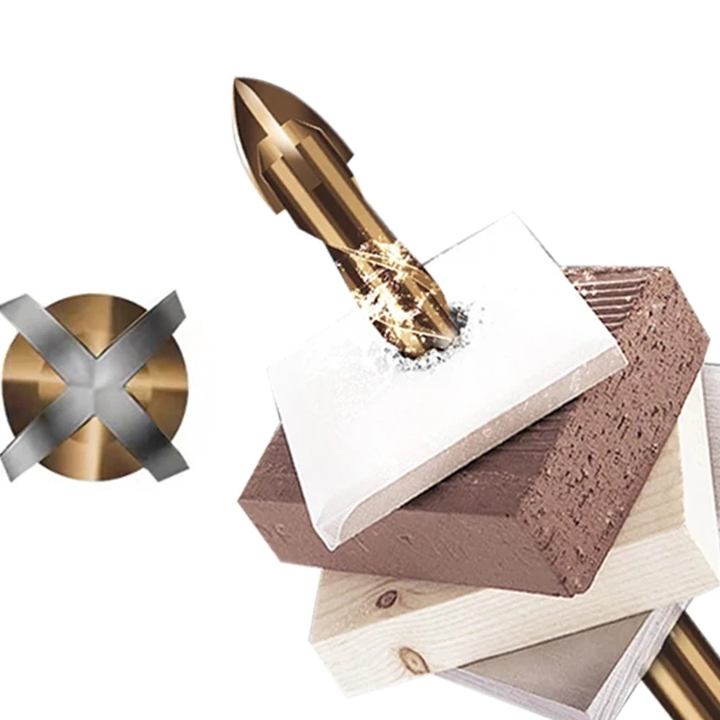 JUSTINLAU-brocas hexagonales cruzadas para azulejos, abridor de agujeros de hormigón de Cerámica y Vidrio, tamaños de taladro triangular de aleación