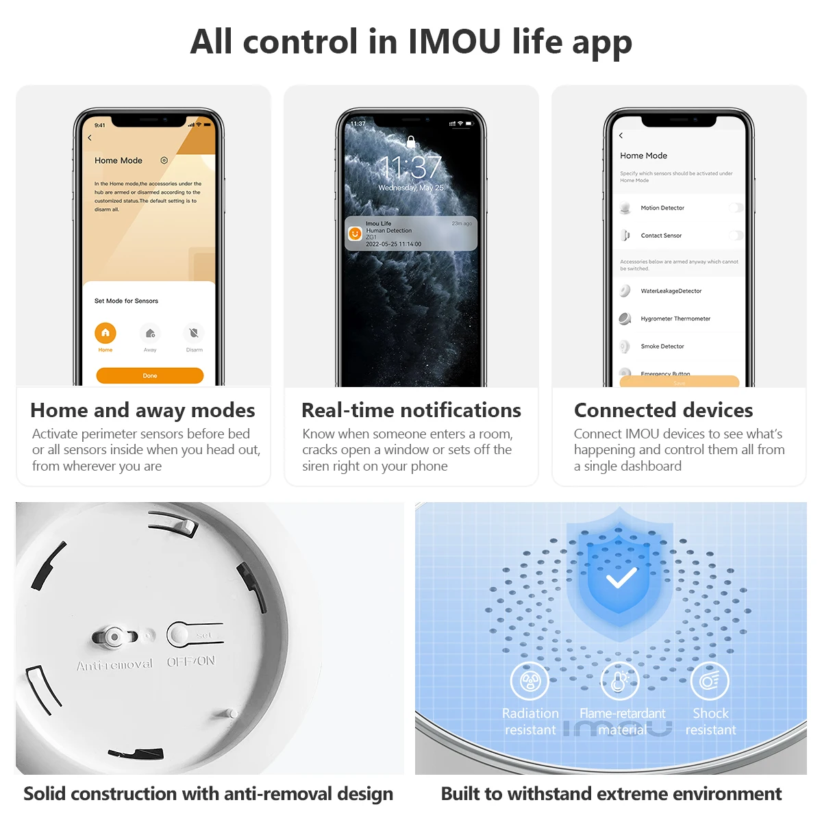 IMOU WiFi 알람 사이렌 스마트 라이프 85dB 시끄러운 스피커 ZigBee 3.0, 스트로브 플래시 사이렌 홈 보안 시스템 용 긴 내구성