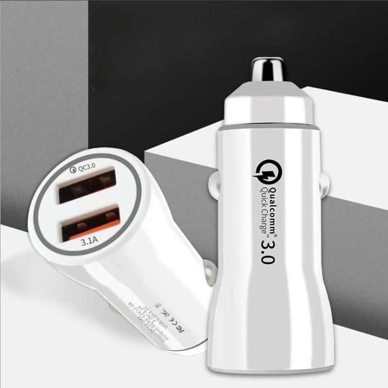 33W Dual USB Car Charger Adapter Fast Charging Smart IC 3.1A Flush Fit Cigarette Lighter Power Supply for Vehicle