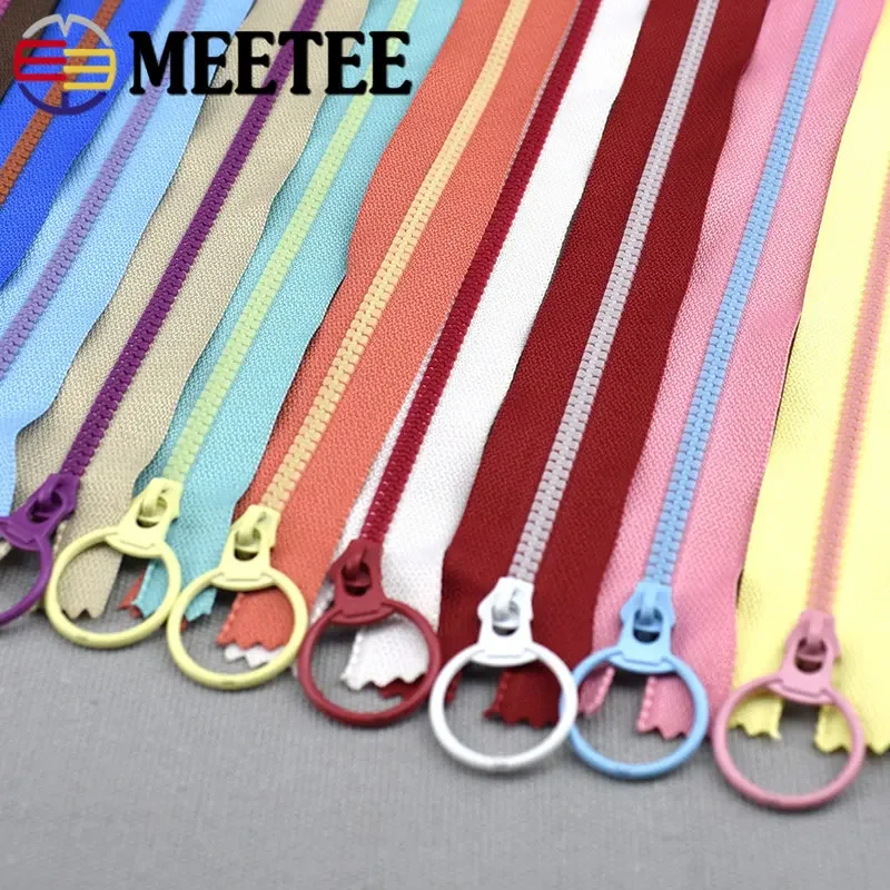 5/10Pcs Meetee 15-40cm 3# Resin Zippers Ring Zip Slider Closed End Zipper for Sewing Bags Wallet Purse Clothes Accessories