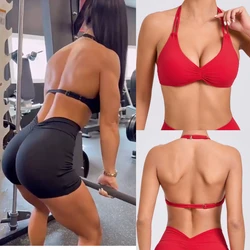 Halter Sports Bra for Women Fitness Gym Tops Yoga Clothing Adjustable Workout Underwear