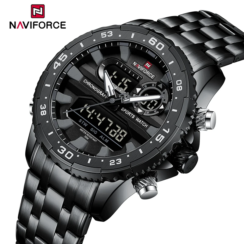 

2024 Luxury Brand NAVIFORCE Men's Military Sports Watch Man's 30m Waterproof Quartz Analog LCD Digital Display Wristwatch NF9234