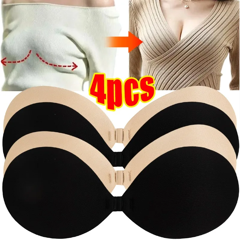 

4/2PCS Chest Patches Invisible Women's Neck Hanging Bra Non-Slip Large Chest Small Anti-Sagging Removable Tape Outdoor Sport