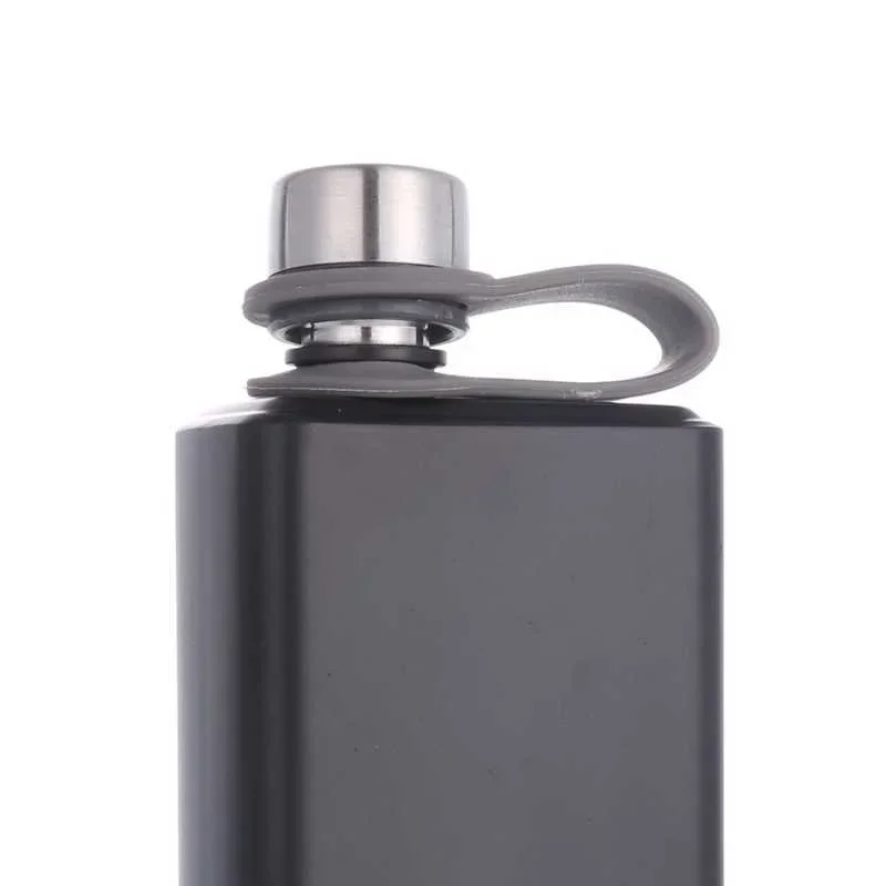 Stainless Steel 7oz Pocket Hip Flask Drink Alcohol Whiskey Flasks Russian Liquor Pot Black Painted Wine Bottle As Gift