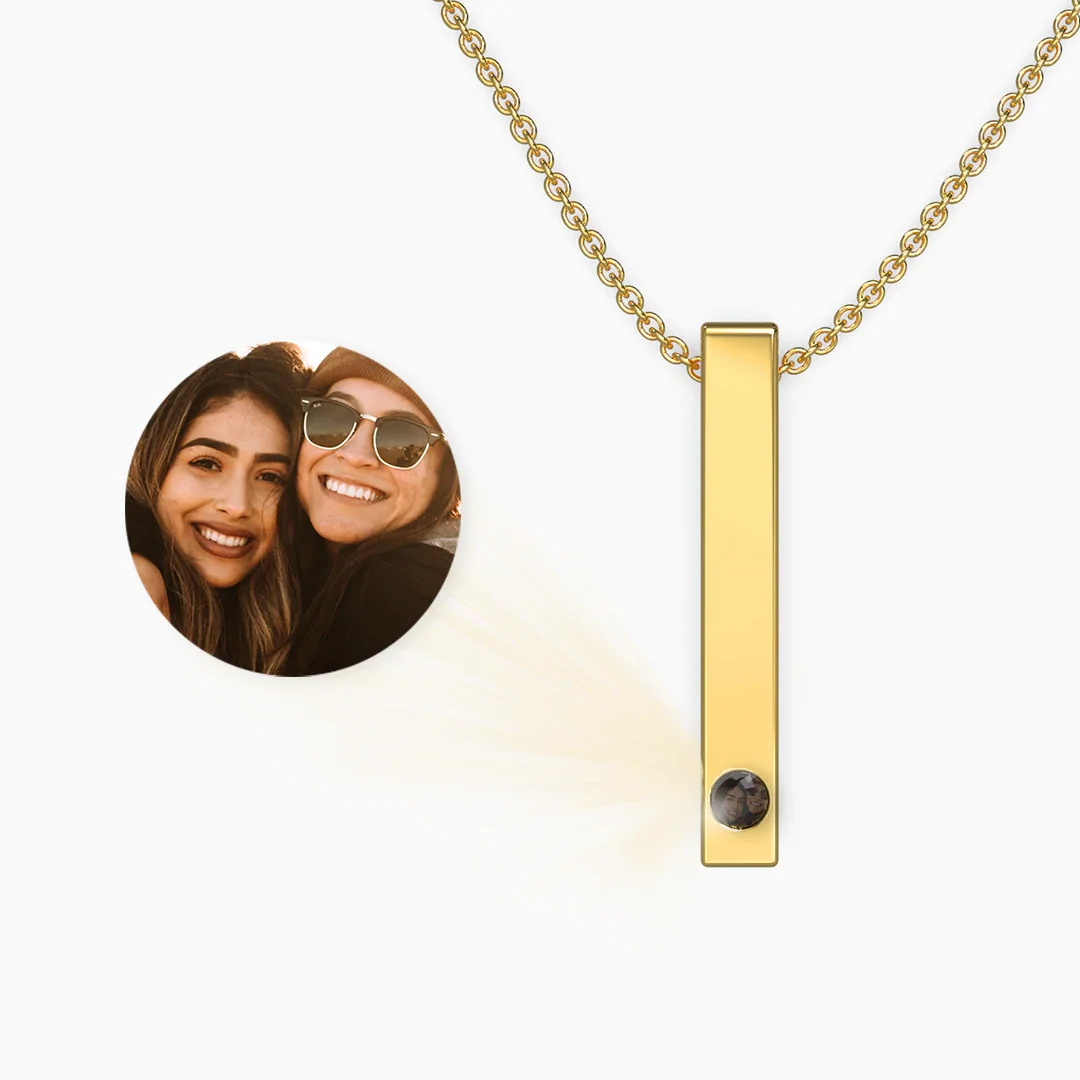 Projection Bar Neckalce Custom Personality Photo Creative Rectangle Pendant is a Commemorative Gift for both Men and Women