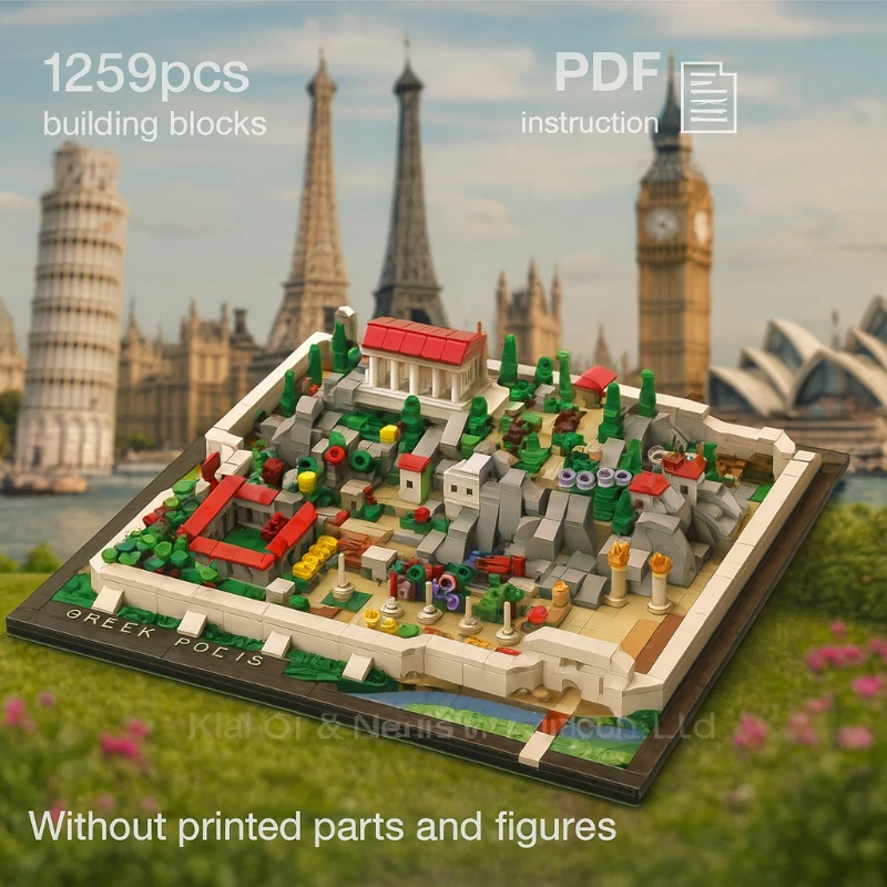 

DIY Assembly Bricks Architecture Model Educational Toys Gift Collection Ancient Greek Polis Building Blocks Set