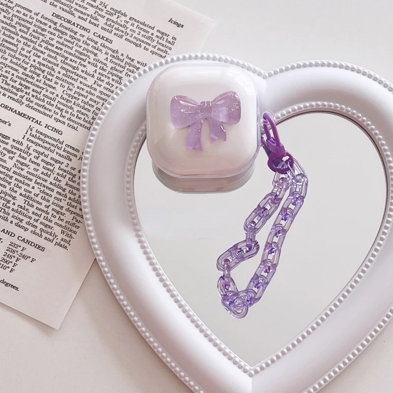 Korean Bowknot Case For Samsung Galaxy Buds Live Buds Pro Buds2 Protective Earphone Cover For Samsung Galaxy Buds 2 with Keyring