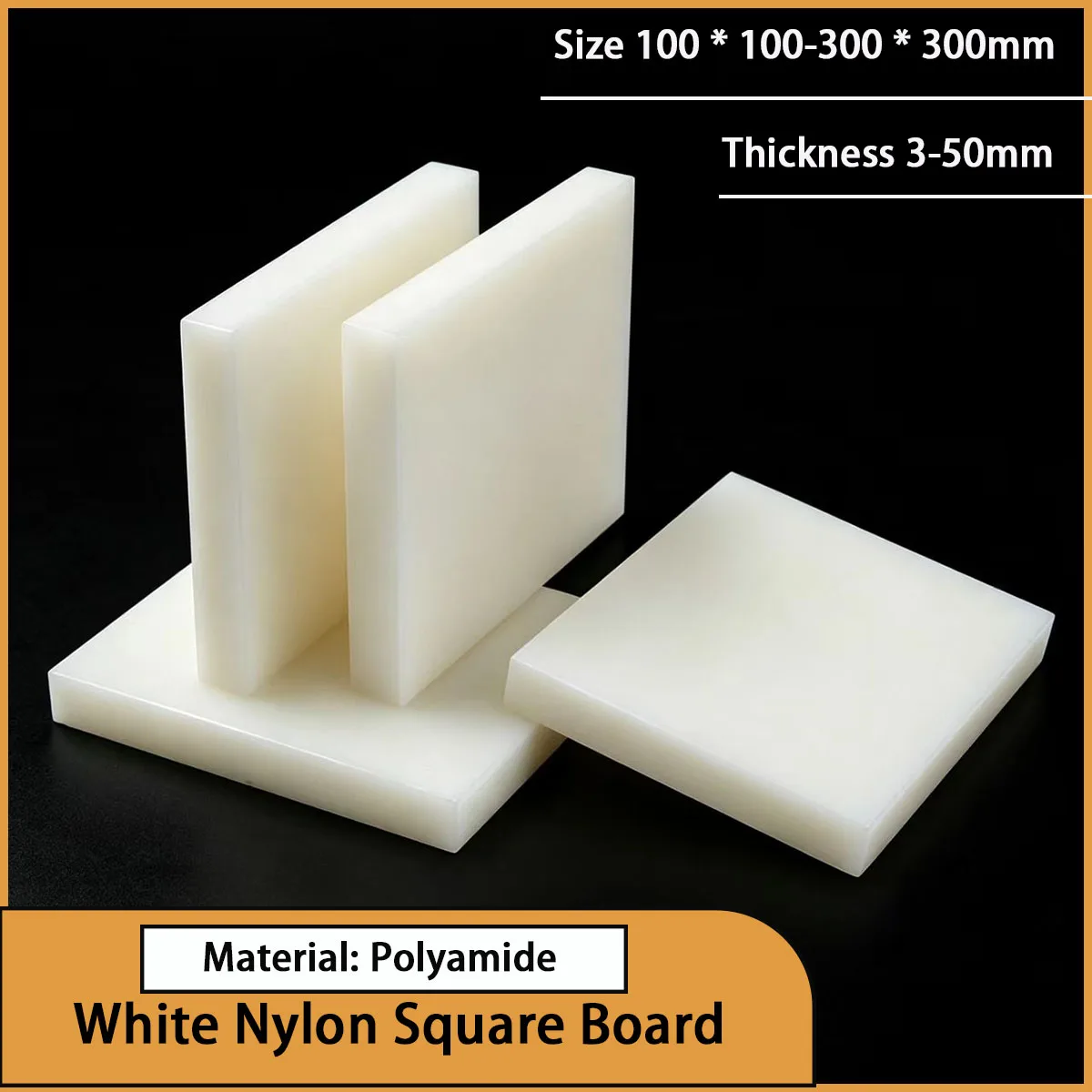 3-50mm thick white nylon square plate is used in fields such as automation equipment and hardware machinery