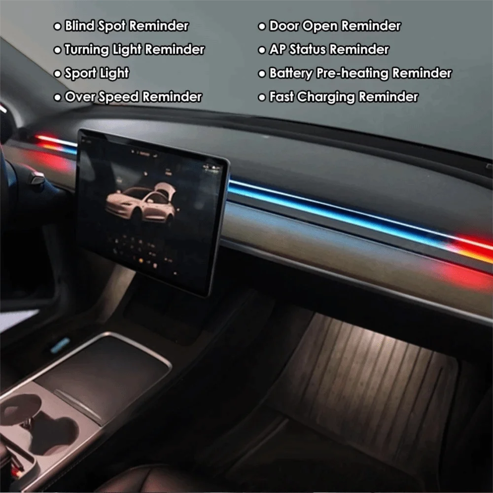 

2-in 1 Smart Air Vent Ambient Light System BSD System for Tesla New Y Juniper Model 3 Highland Model 3 Y 2021+