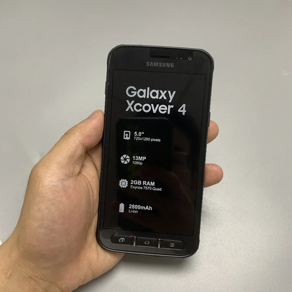 هاتف Samsung Galaxy Xcover 4 G390F 4G الأصلي، 5.0 بوصة HD، 2 جيجابايت رام، 16 جيجابايت ROM، 13 ميجابكسل + 8 ميجابكسل، هاتف أندرويد رباعي النواة Exynos 7570