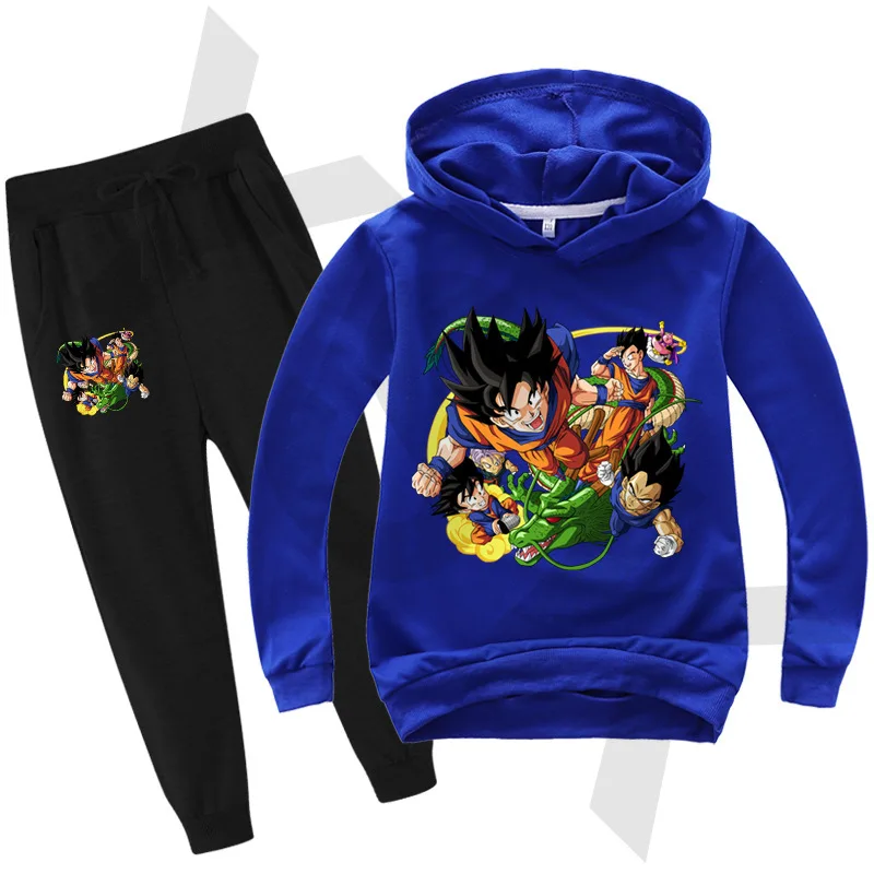 Dragon Ball Children's Clothing Anime Cartoon Series Hot-printed Sports Hoodie + Leggings Trousers Personalized Sweatshirt Set