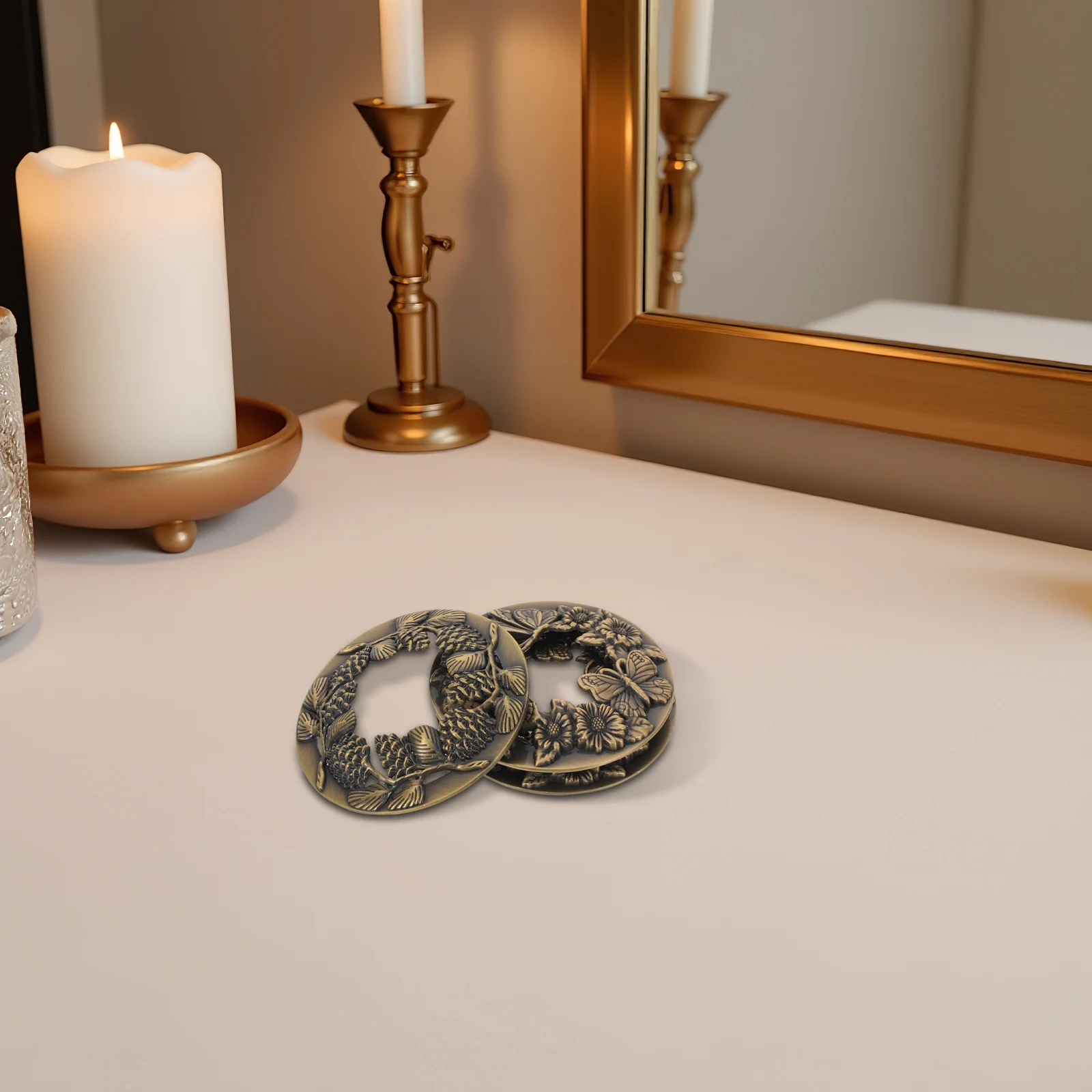 

3pcs Vintage Metal Toppers Burn Tealight Shades Cover Replacement Wax Spill Prevention Ventilation Even Burning Easy