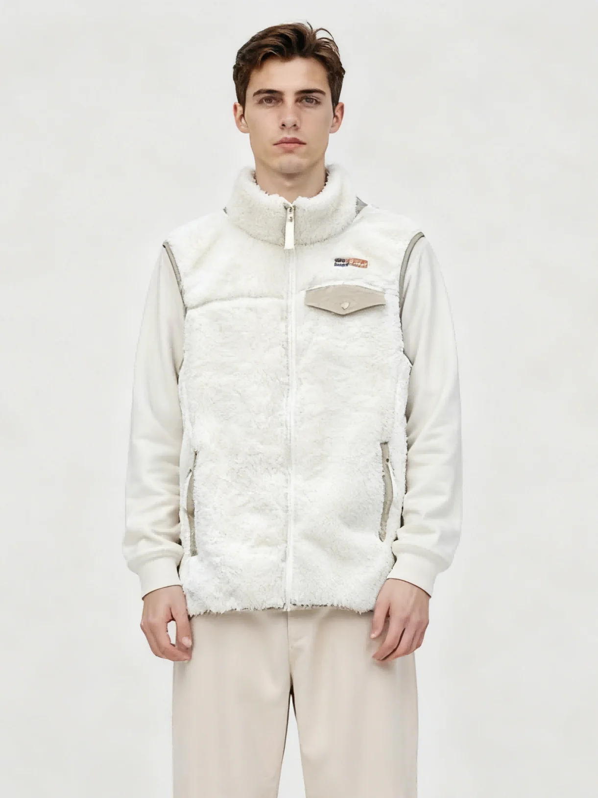 

Winter Outdoor Men's Stand Collar Coral Fleece Warm Thickened Lamb Wool Vest