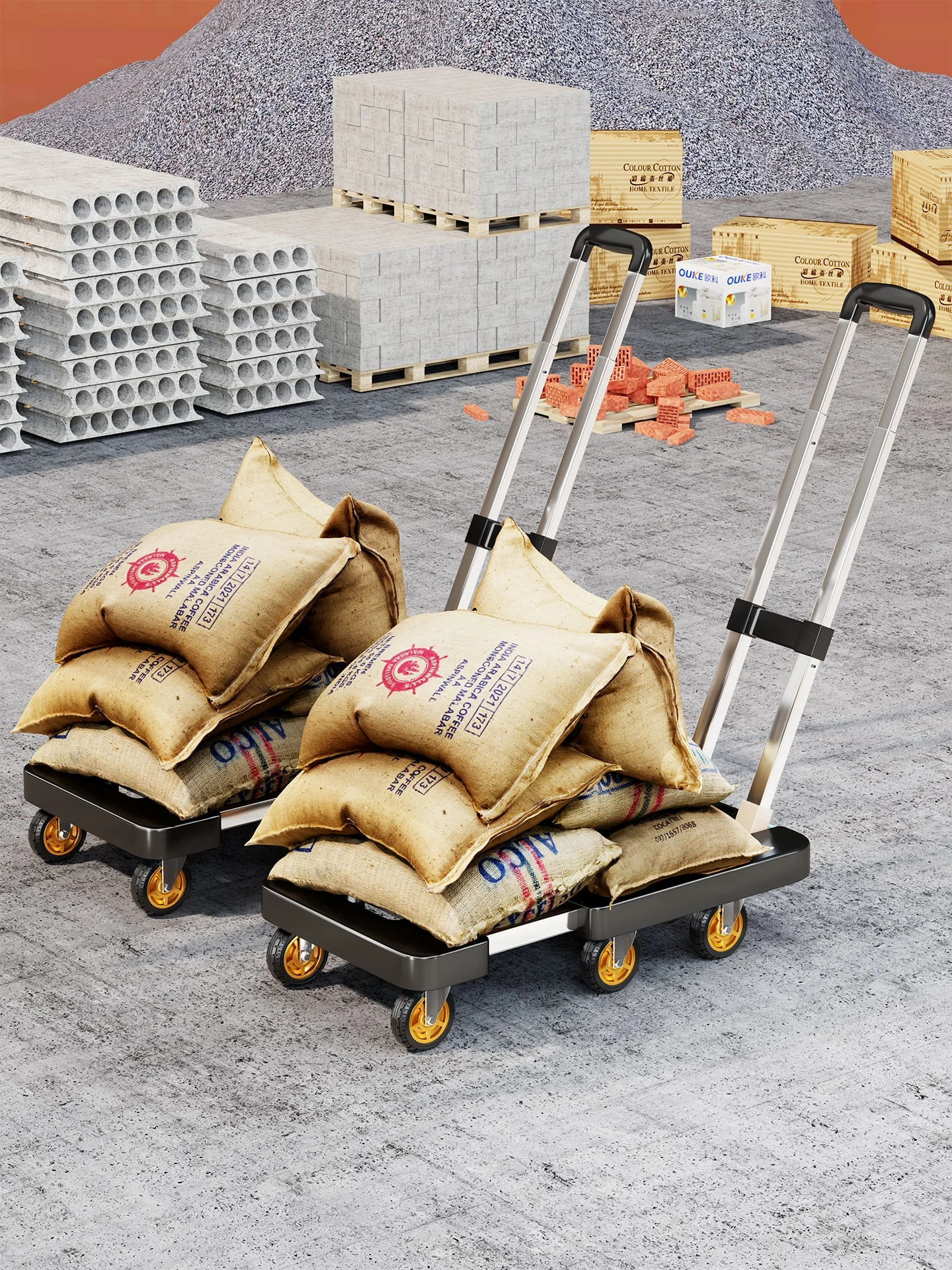 portable-folding-hand-pulled-cargo-trailer-retractable-moving-truck-heavy-object-pulling-flatbed-truck-versatile-utility-cart
