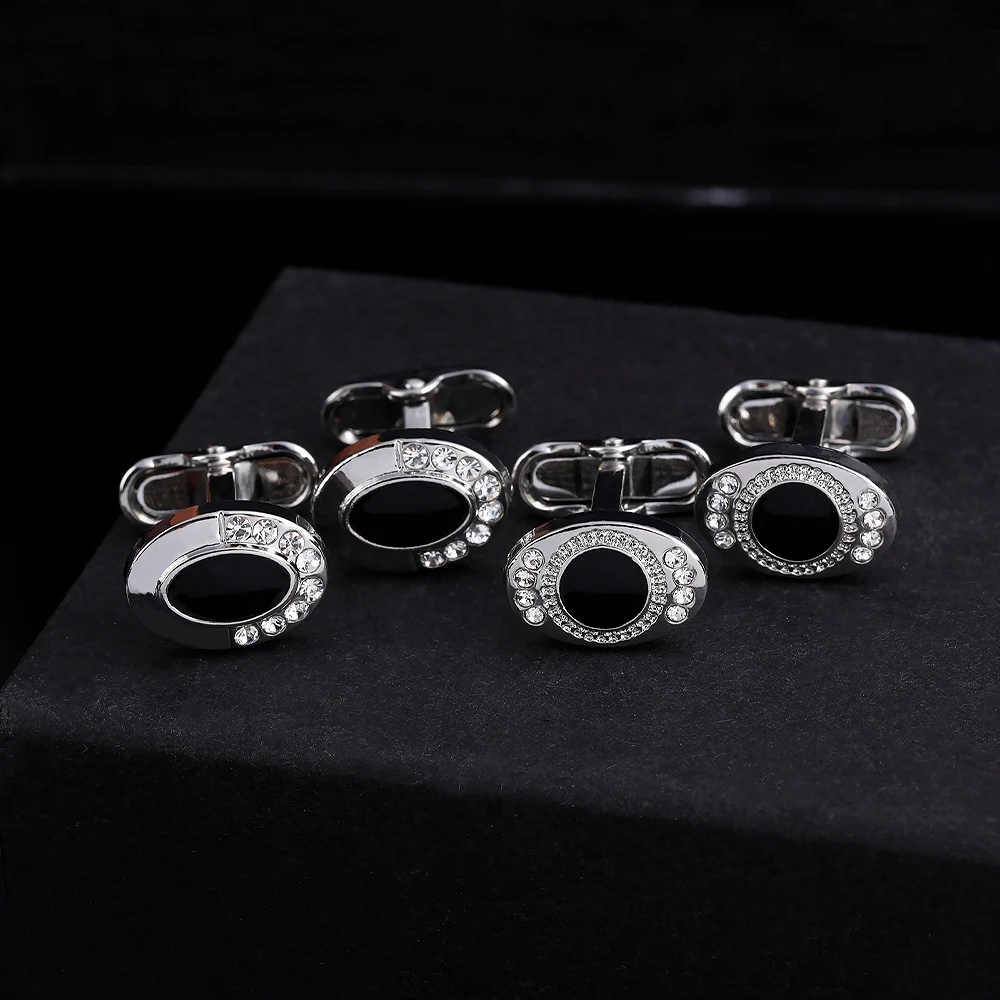 Funny Crystal Galaxy Mens Cufflinks Unique Whale Back Closure Oval Sleeve Button