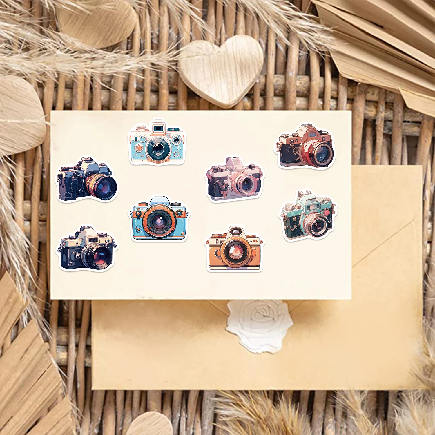 50PCS Vintage Camera Object Stickers Crafts and Scrapbook Sticker Kids Toys Book Decor DIY Stationery Art Aesthetics Material