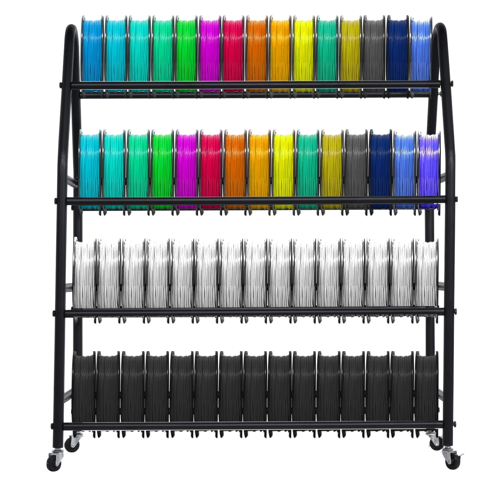 3D-Drucker-Filament-Aufbewahrungsregal, 4-stufiger Metallspulen-Organizer für ABS/TPU mit Rädern für Studio-Workshops, Büro-Labore
