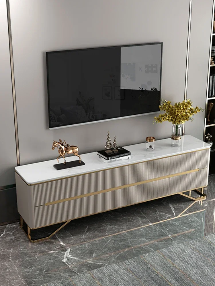 

American Light Luxury TV Cabinet and Tea Table Simple Modern Living Room Home Marble TV Wall Cabinet Bedroom Floor Cabinet
