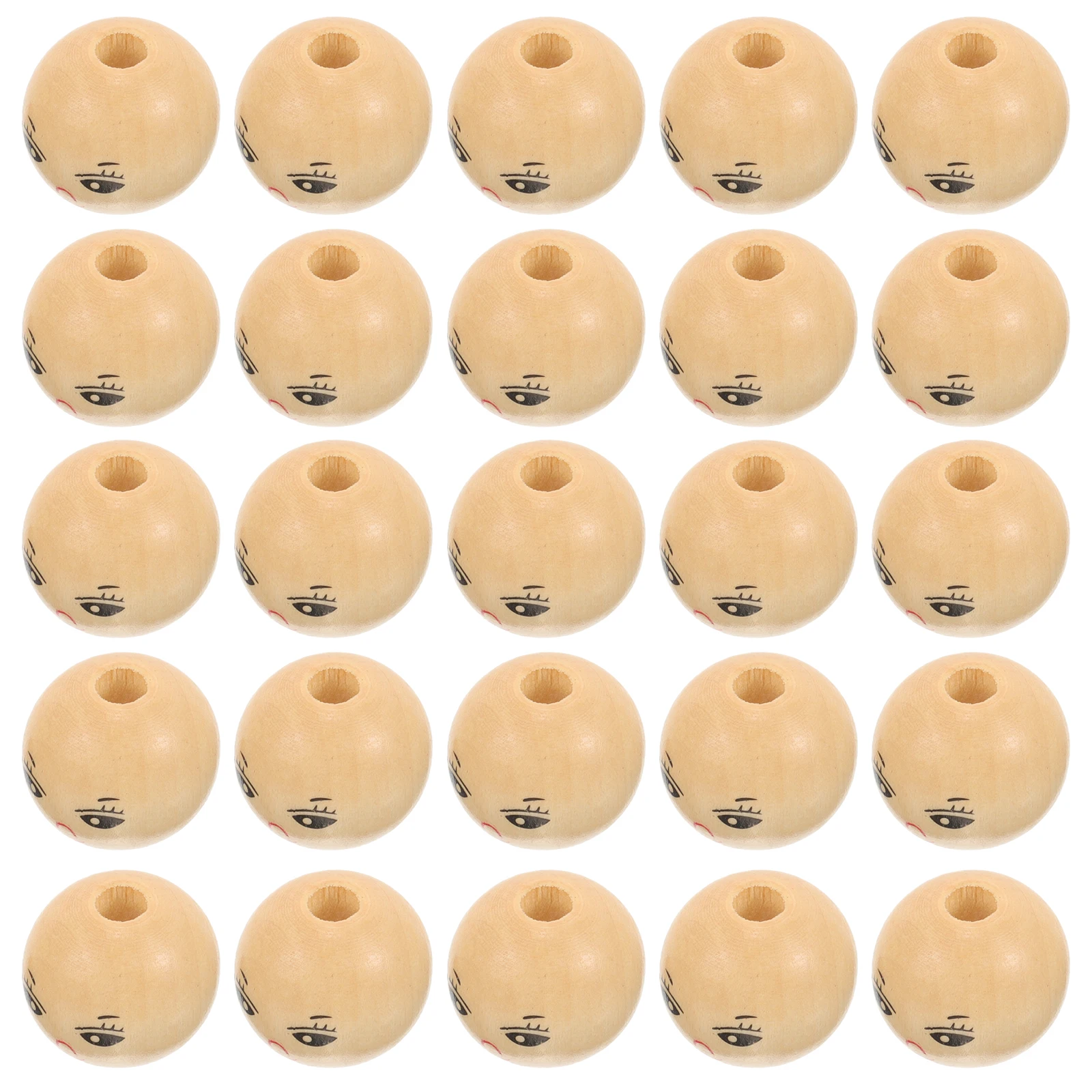 

50pcs Smiling Head Wooden Beads Natural Craft DIY Jewelry Making Bracelets Accessories Mini Faces Colored Bead