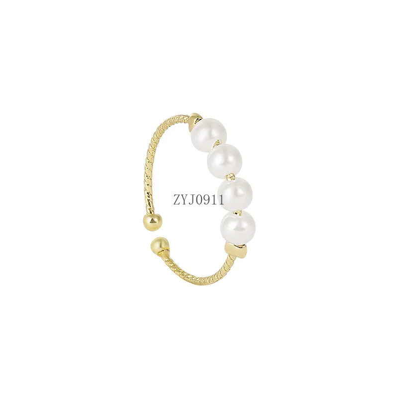 Anello di perle da donna, anello semplice, design di nicchia con apertura ad anello semplice e versatile