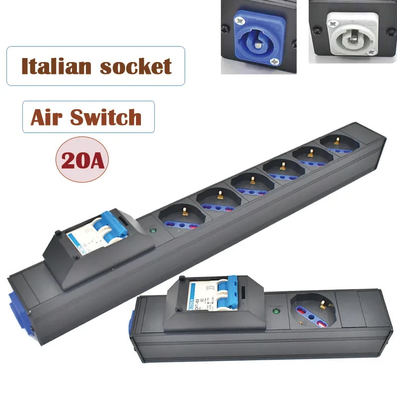 

PDU Power Strip Network cabinet rack 3P aviation plug stage lamp connector1-9AC Italian socketwith 20A /4000W Air Switch