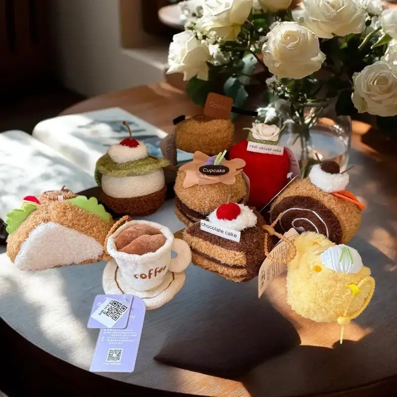 12/20 Cm Leuke Voedsel Taart Tas Charme Sleutelhanger Koffie Kaas Sandwiches Pluche Poppen Speelgoed Sleutelhanger Rugzak Accessoires Kerstcadeaus