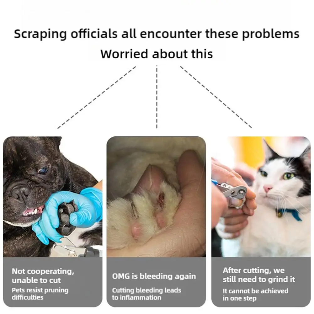 Elektrischer Nagelpolierer für Haustiere, Hunde-Nagelknipser, Katzen-Nagelknipser mit LED-Beleuchtung, Aufladbares Nagelpflegeset, Haustier-Schönheitswerkzeug ﻿ – Detail 11
