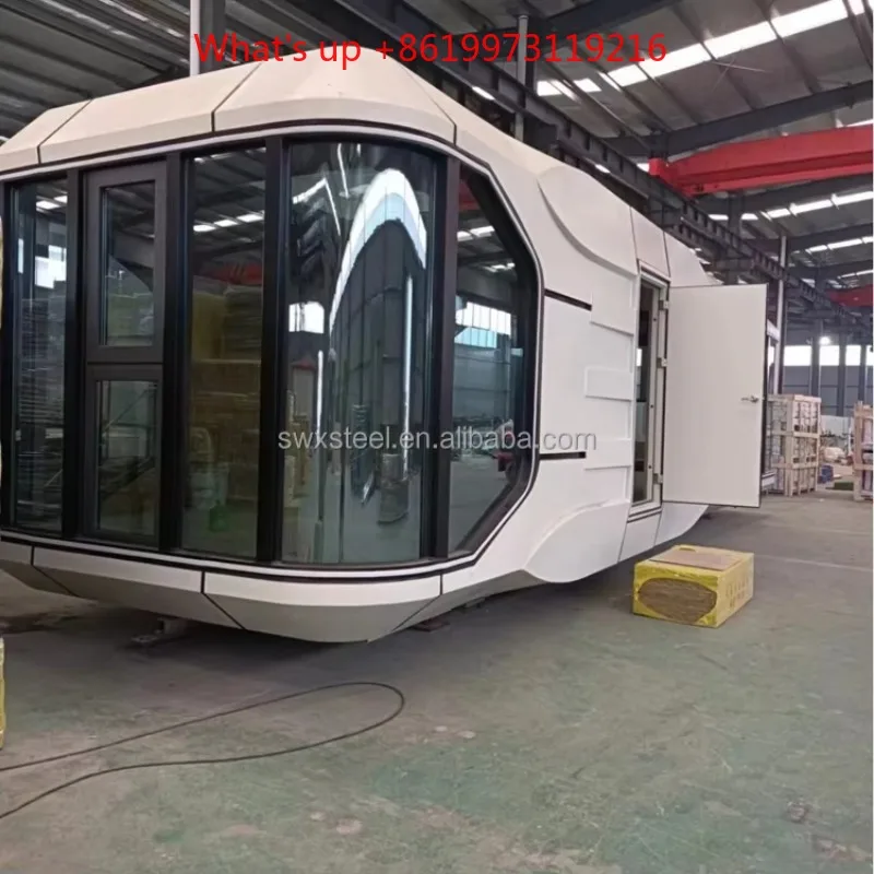2026 Latest Portable Space Capsule House Complete Vacation Home for Camping Made Durable Steel Glass Apple House Inspired Design