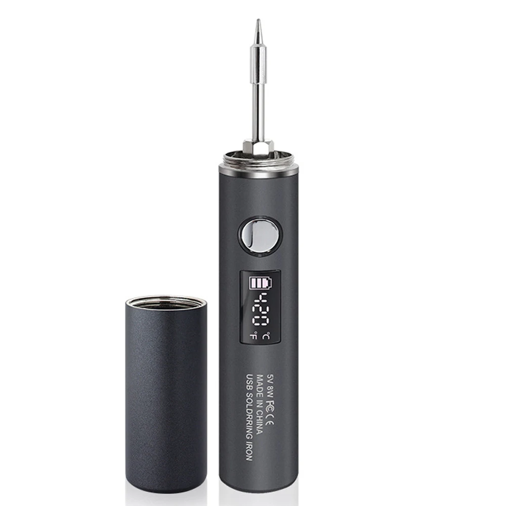 Type-C Digital Display Soldering Iron Tool Portable 5 Gear Adjustable Temperature LED Light 1400mA Welding Pen for Repairs