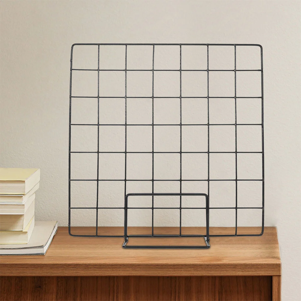 2 Pcs Hanging Rack Display Stand Wall Adornment Support Pannel Grid Photo Metal Accessories for Pictures Black