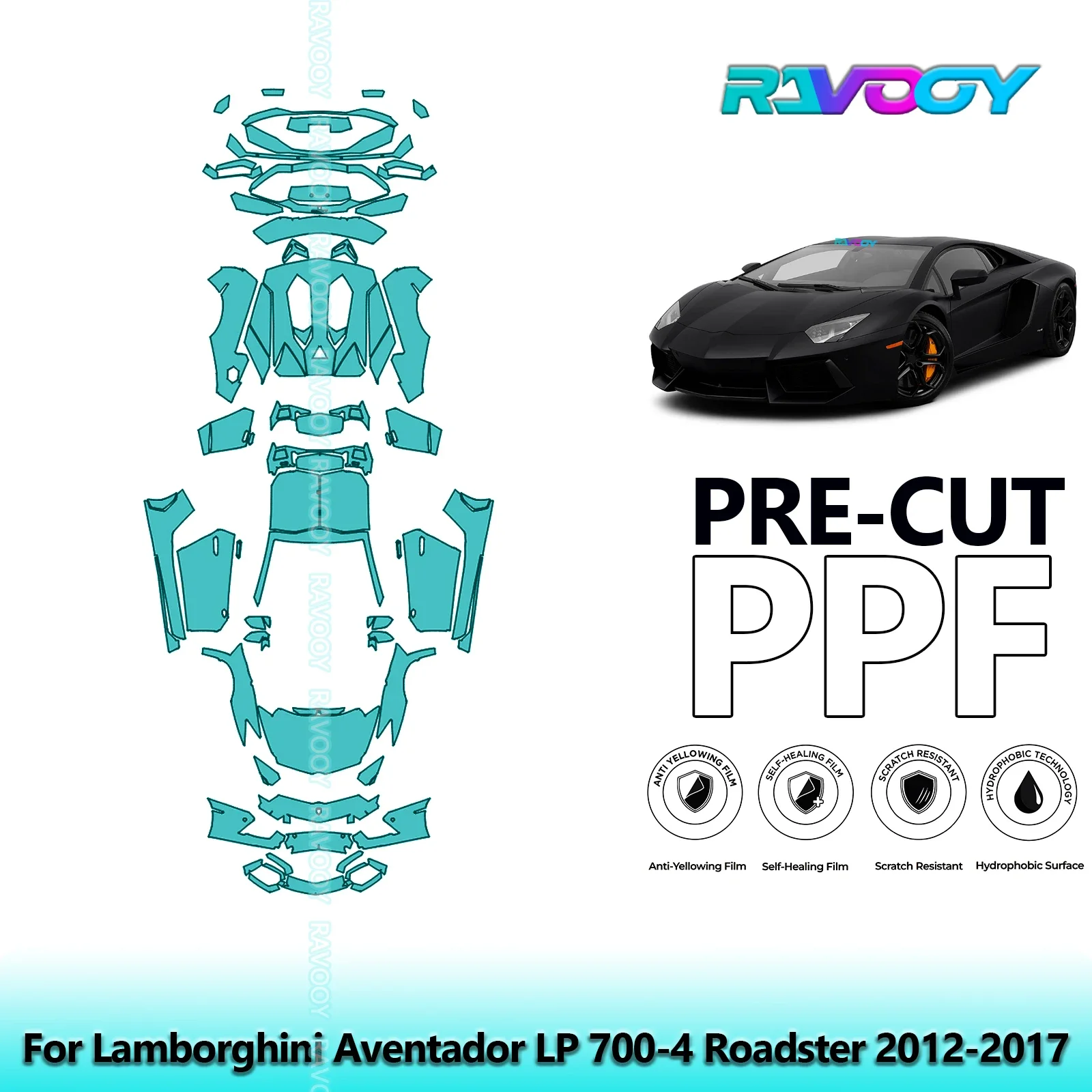 

8.5Mil Full Vehicle Precut PPF Paint Protection Film For Lamborghini Aventador LP 700-4 Roadster 2012-2017