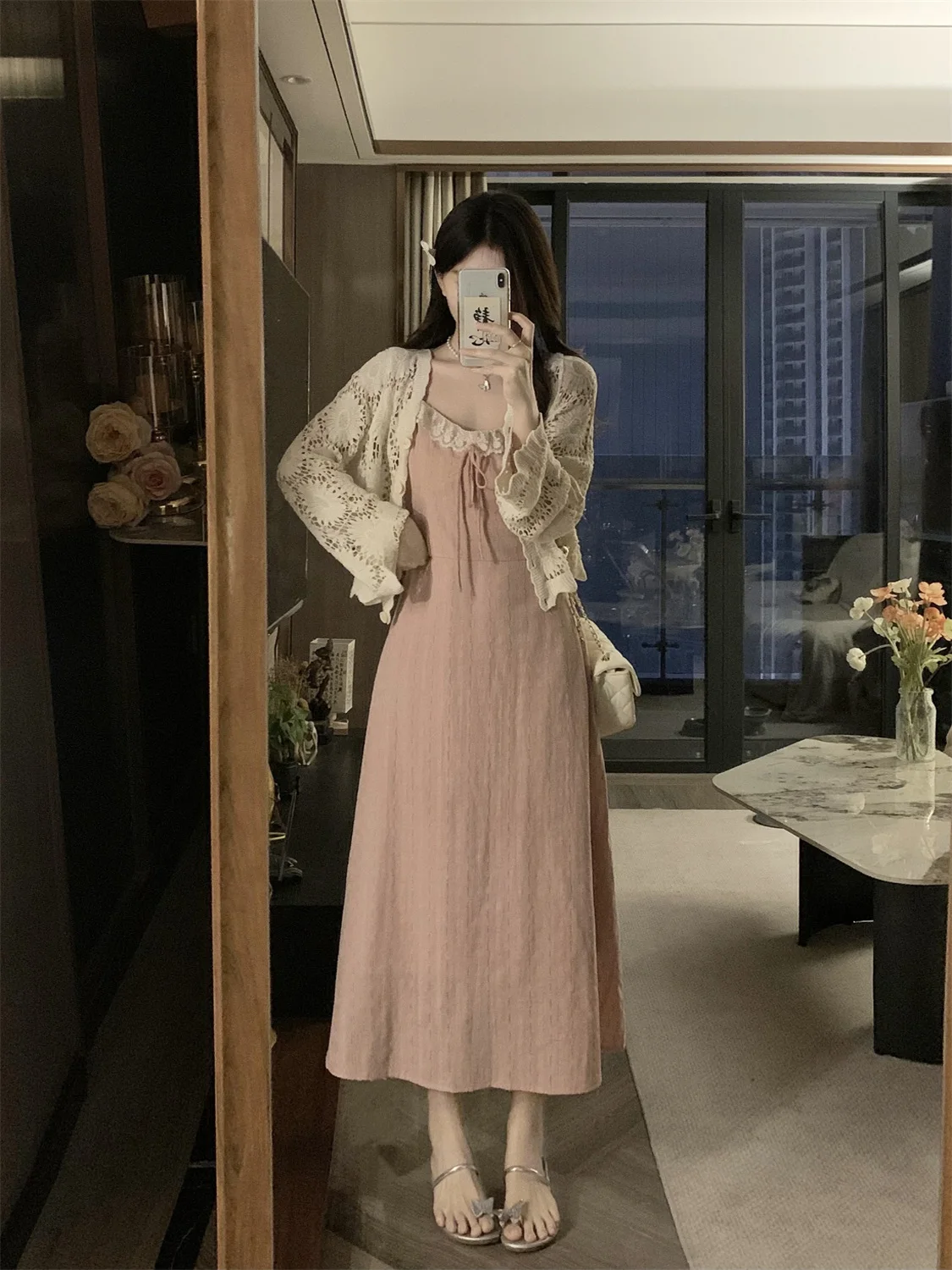 

plus Size Women's Gentle Style Lace Splicing Summer New Hook Flower Sun Protection Open Cardigan Coat Lace Splicing Tube Dres...