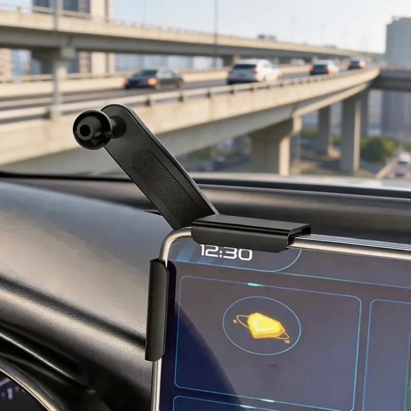 Auto-Bildschirm-Clip-On-Handyhalterung mit 17-mm-Kugelkopf-Klemme für zentrale Steuerungsbildschirme, 360° drehbare Auto-Navigationshalterung