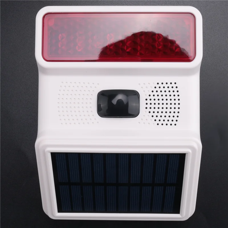 ABKN - Bezprzewodowa Solarna Lampka Alarmowa Stroboskopowa Dźwiękowa Syrena Alarmowa Zewnętrzna Do Systemu Alarmowego 433Mhz Wifi GSM Do Domu, Gospodarstwa