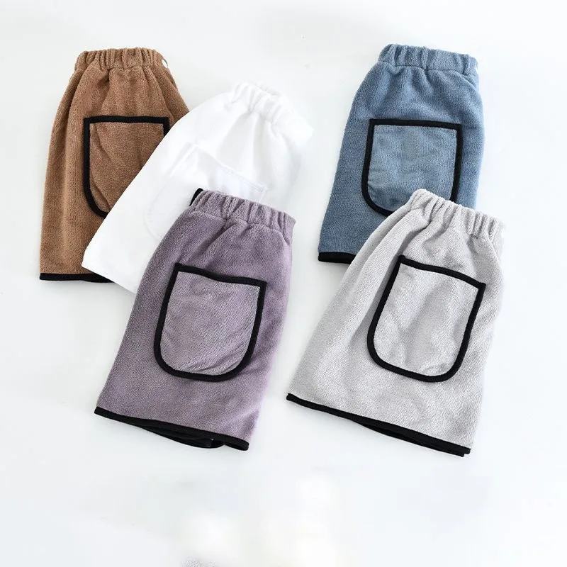 Men's Large Size Bath Towel Button Design with Pocket Adult Swimming Changing Robe Absorbent Washcloth Boxers Underwear Thick