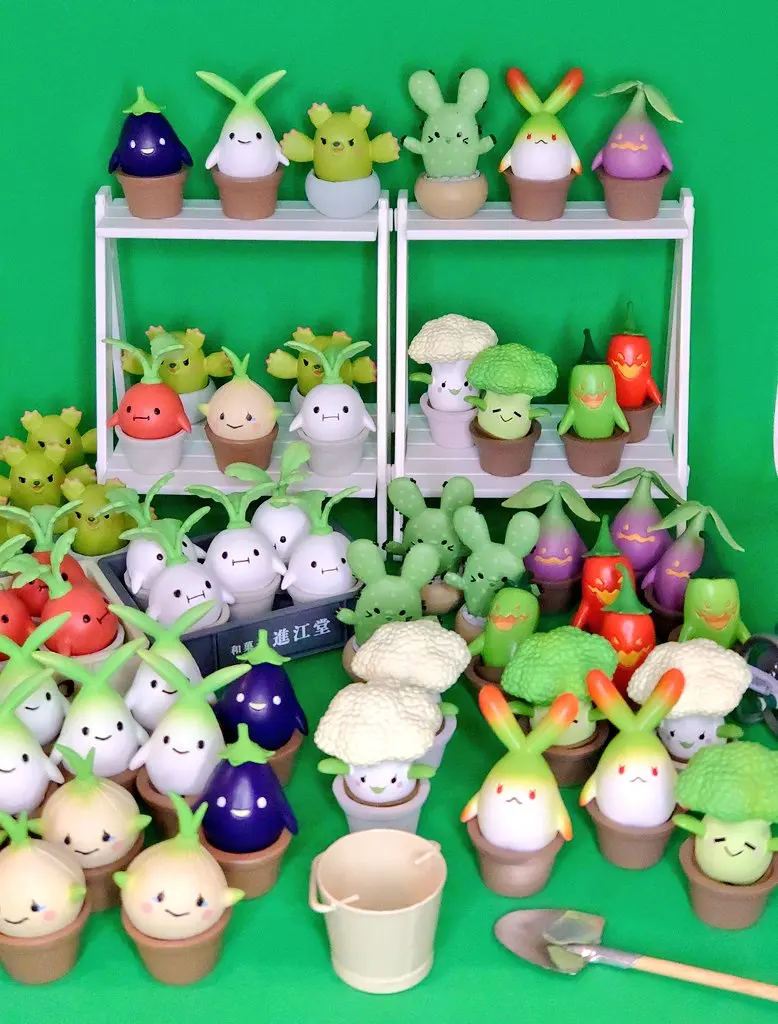 Stasto stand stone capsule toys Mandrake Collection 2 kawaii cute Nijinotama Broccoli Cauliflower Pepper potted plants figures