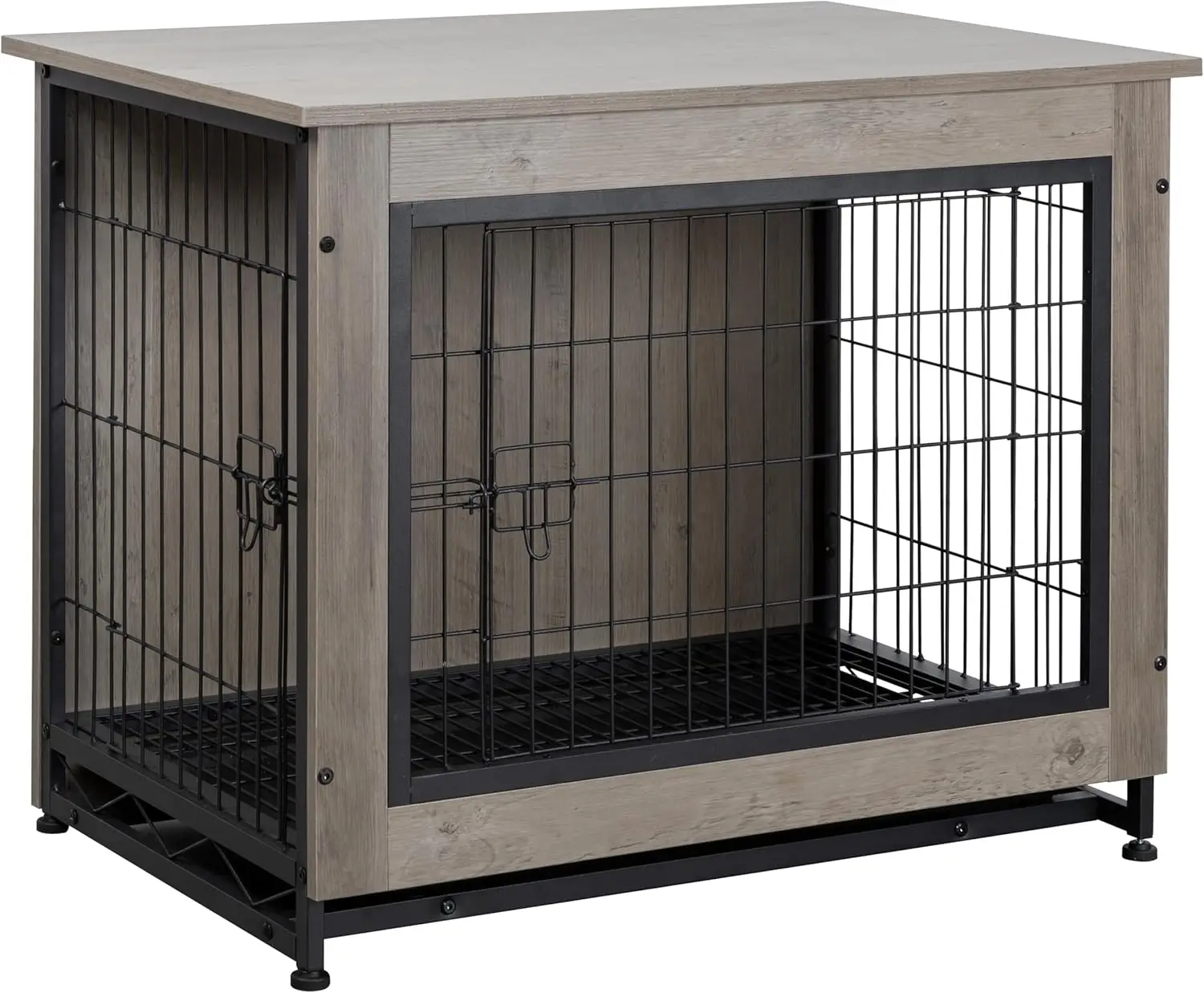 

Shintenchi Wooden Dog Crate Furniture for Large Dog, L Double-Door Kennel Indoor with Removable Tray, End Table L Dog Crate for