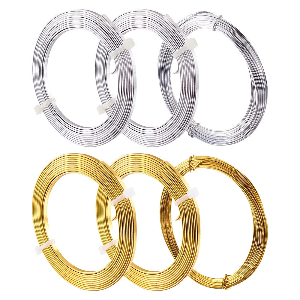 

Craftdady 6 Roll Flat & Round Aluminum Craft Wire Golden Silver Color Bendable Metal Bezel Strip Wire for Beading Jewelry Making