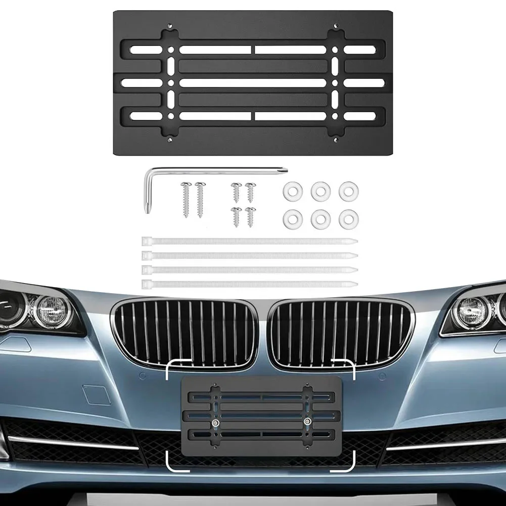 

Car Front License Plate Bracket Mounting Kit With 6 Screws And Wrench Kit For Car Truck Exterior Accessories