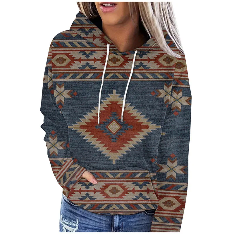 Western Ethnic Style Hoodies Geometry 3D Print Women Men Oversized Pullover Hooded Sweatshirts Fashion Streetwear Kids Clothing