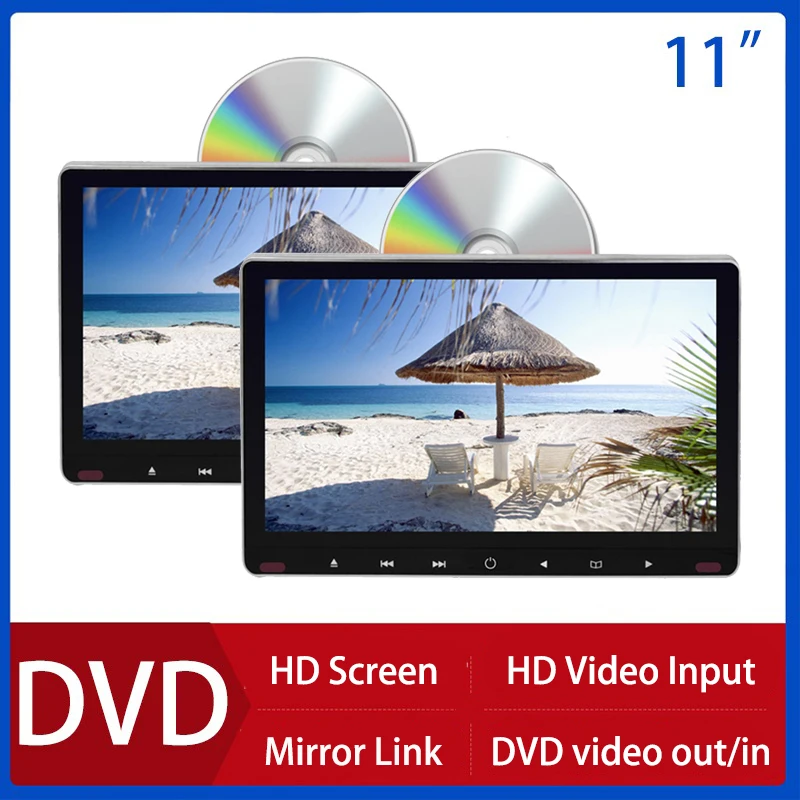 DVD Car Headrest Monitor 11.6 Inch Multifunction Rear Seat Entertainment HD MP5 Player HD Video Input 3.5mm Headphone Jack USB