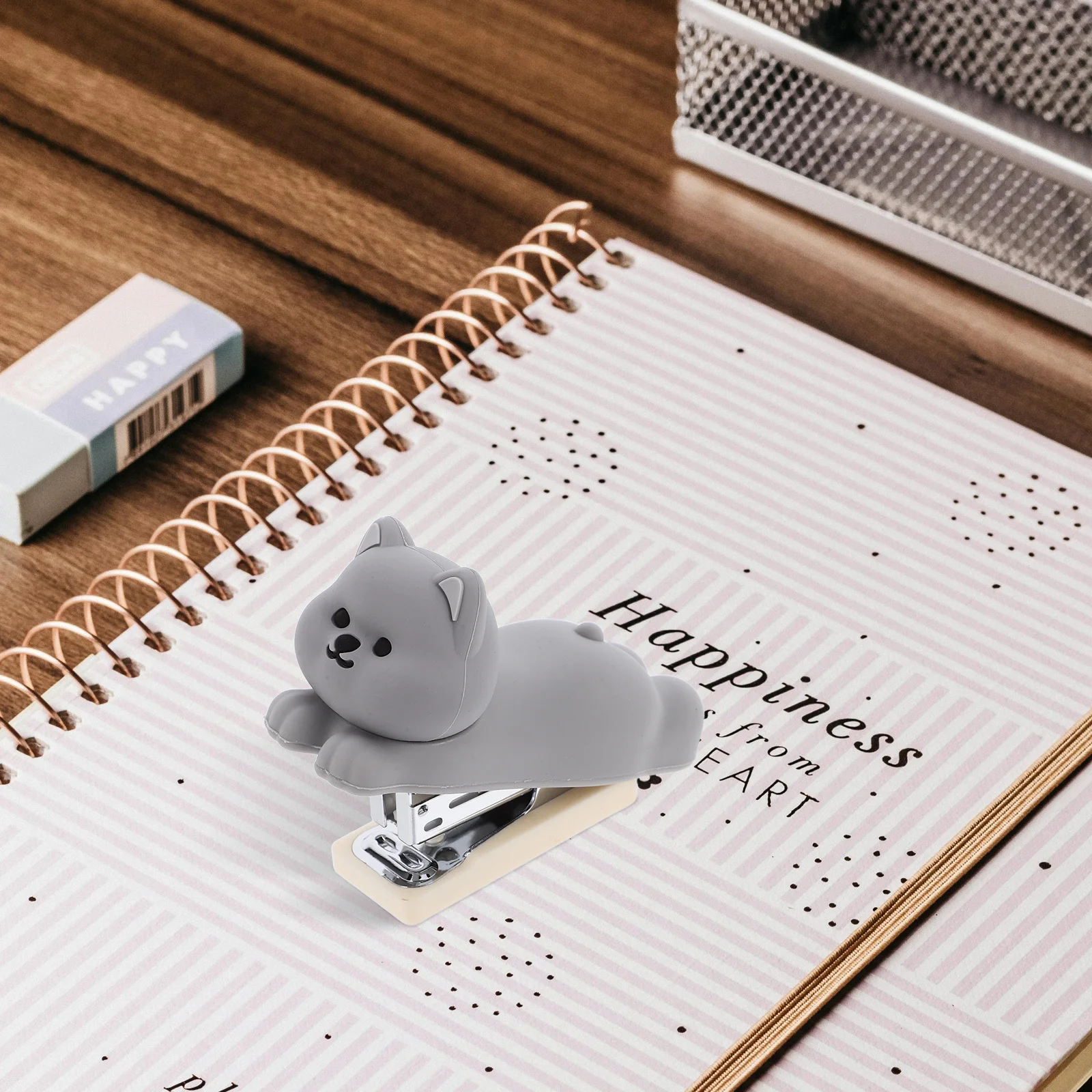 

Cartoon Dog Small Stapler Portable Desktop Stapler for Office Classroom Kids Teachers Gray Design Staplers for Desk
