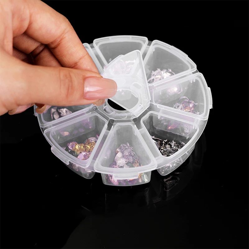 8 Grid Nail Art Decorations Storage Box Gems Empty Case Organizer Rhinestones Beads Slices Compartments Container