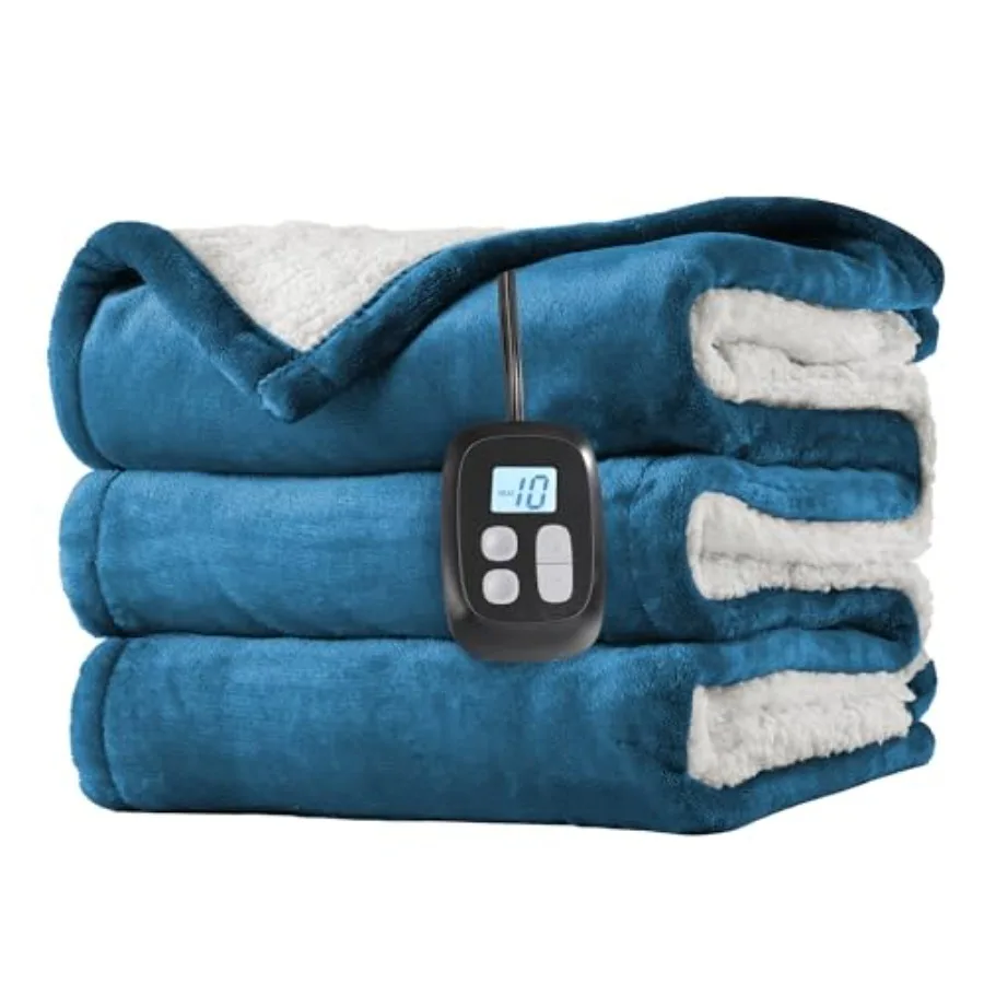 

Electric Heated Blanket Full Size 72"x84" Dual-Sided Soft Flannel and Sherpa LCD Display 10 Heat Settings with 1-12H Timer and